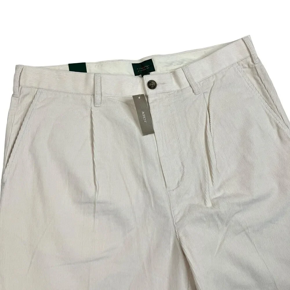 J Crew Pants Mens 36x32 Ivory 14 Wale Corduroy Pleated Trousers Old Money CO455